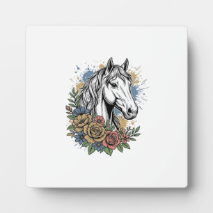 Oude gegraveerde paard bloemrijke vector shirt ont fotoplaat