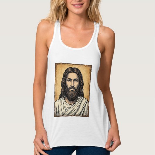 Oude Gegraveerde Religieuze Portret Shirt Ontwerp_ (Voorkant)