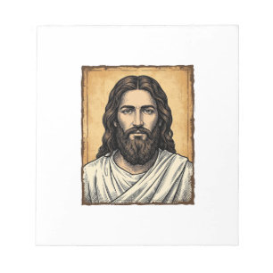 Oude Gegraveerde Religieuze Portret Shirt Ontwerp_ Notitieblok