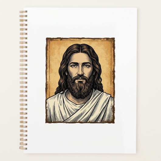 Oude Gegraveerde Religieuze Portret Shirt Ontwerp_ Planner (Voorkant)