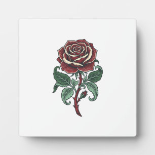 Oude Gegraveerde Roos Bloemig Shirt Ontwerp_1 Fotoplaat