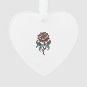Oude Gegraveerde Roos Bloemig Shirt Ontwerp_1 Ornament