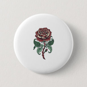 Oude Gegraveerde Roos Bloemige Shirt Ontwerp_1 Ronde Button 5,7 Cm