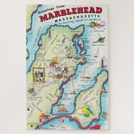 Oude geïllustreerde Marblehead-puzzel Legpuzzel (Verticaal)