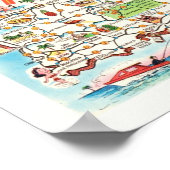 Oude geïllustreerde Puerto Rico kaart afdrukken Poster (Hoek)