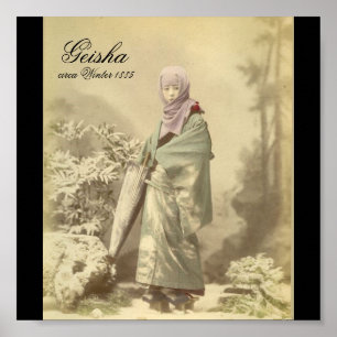 Oude Geisha foto circa Winter 1885 Poster