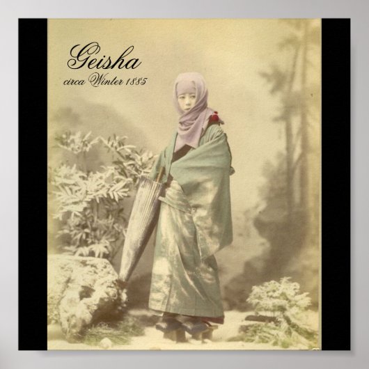 Oude Geisha foto circa Winter 1885 Poster (Voorkant)