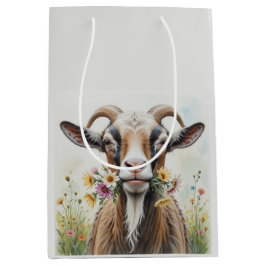 Oude Geit Met Bloemen Leuke Nieuwigheid Dierenpatr Medium Cadeauzakje
