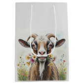 Oude Geit Met Bloemen Leuke Nieuwigheid Dierenpatr Medium Cadeauzakje (Achterkant)
