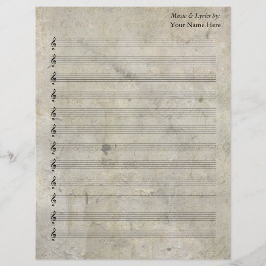 oude gekleurde blanco bladmuziek 12 Stave (Voorkant)