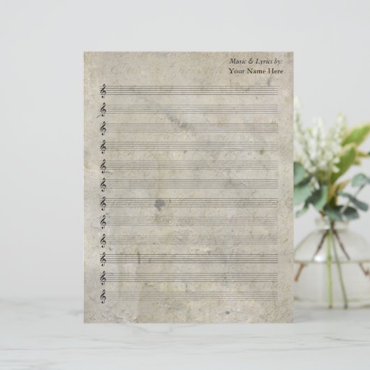  oude gekleurde blanco bladmuziek 12 Stave (Staand voorkant)