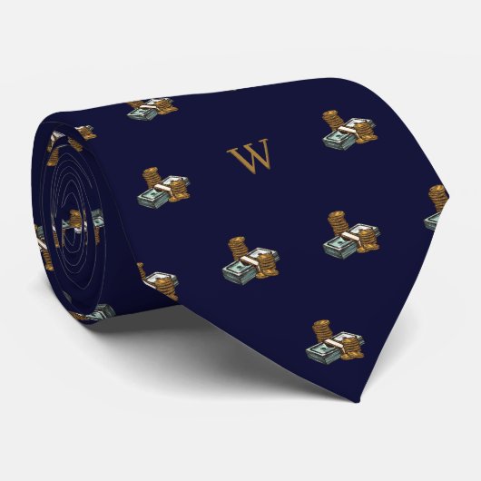 Oude Geld Biljetten Munten Monogram Beginletters B Stropdas (Opgerold)