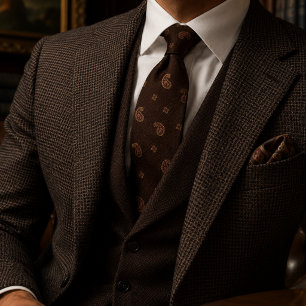 Oude Geld Bourgondië Paisley Herringbone Tweed Stropdas