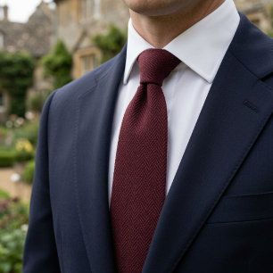 Oude Geld Bourgondië Rode Heringbone Tweed Stof  Stropdas