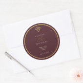Oude Geld Bourgondiër Trouwsticker Ronde Sticker (Envelop)