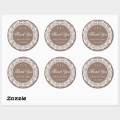 Oude Geld Bruiloft Taupe Witte Kant Bedankt Ronde Sticker (Vel)