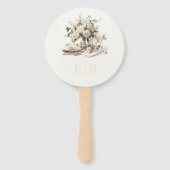 Oude Geld Champagnetoast en Roze Huwelijksprogramm Handwaaier (Voorkant)