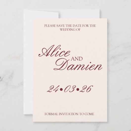 Oude Geld Elegante Bewaar De Datum Save The Date (Voorkant)