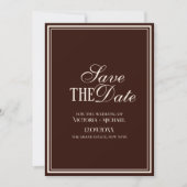Oude Geld Espresso Bruine Crème Trouwkaart Save The Date (Voorkant)