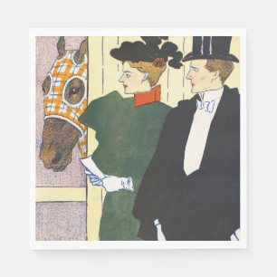 Oude Geld Esthetiek Vintage Paardenrace Print Servet