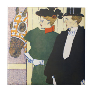 Oude Geld Esthetiek Vintage Paardenrace Print Tegeltje