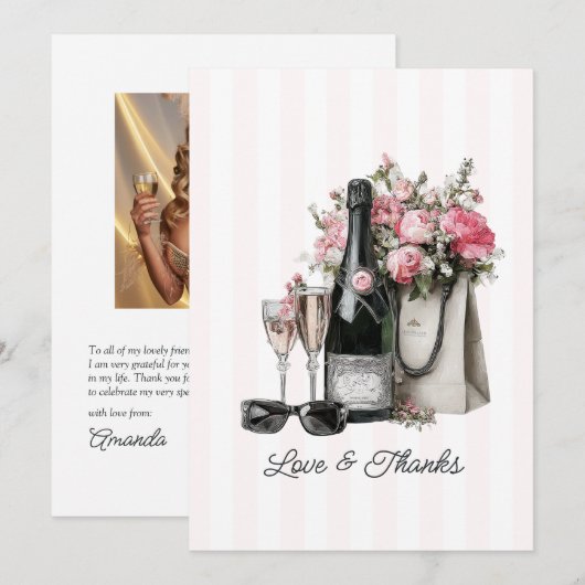 Oude Geld Esthetische Chic Bachelorette Foto Bedankkaart (Voorkant / Achterkant)