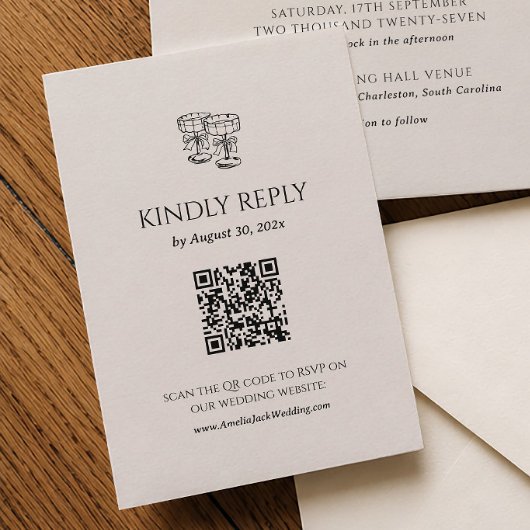 Oude Geld Huwelijks RSVP Kaart Qr Code