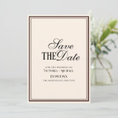 Oude Geld ivoor & Espresso bruine luxe trouw Save The Date (Staand voorkant)