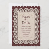 Oude Geld Kant Perzikkleur Bruiloft Save The Date Kaart (Voorkant)