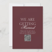 Oude Geld Kant Werk Burgundy QR Code Bruiloft Kaart (Achterkant)