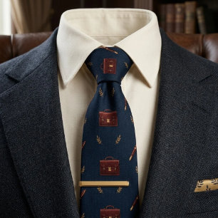 Oude Geld Leren Aktetas Vulpen Navy Stropdas