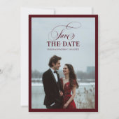 Oude Geld Moderne Formele Burgundy Luxe Trouw Sa Save The Date (Voorkant)