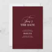 Oude Geld Moderne Formele Burgundy Luxe Trouw Sa Save The Date (Achterkant)