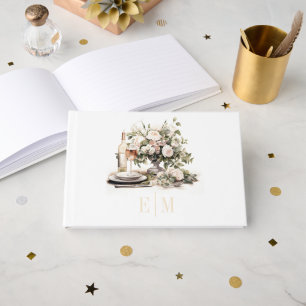 Oude Geld Monogram Champagnetinten en Blush Bruilo Gastenboek