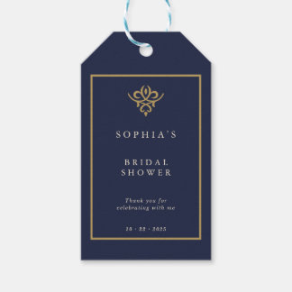 Oude Geld Navy Blauwe Bruiloftsfeest Cadeaubordjes Cadeaulabel