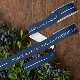 Oude Geld Navy Blauwe Op Maat Gemaakte Familienaam Grosgrain Lint