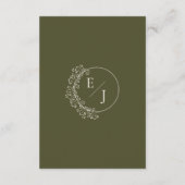 Oude Geld Olijfgroene Elegante Bruiloft Informatiekaartje (Achterkant)