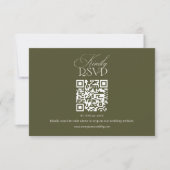 Oude Geld Olijfgroene Elegante Trouw-QR-code RSVP Kaartje (Voorkant)