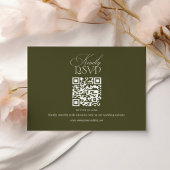 Oude Geld Olijfgroene Elegante Trouw-QR-code RSVP Kaartje