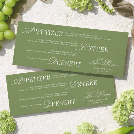 Oude Geld Olijfgroene Trouw Menu Kaart