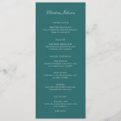 Oude Geld Teal Klassieke Gast Naam Bruiloft Menu (Voorkant)