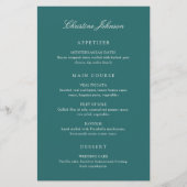 Oude Geld Teal Klassieke Gast Naam Trouw Menu (Voorkant)