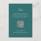Oude Geld Teal Klassieke QR Code Huwelijk RSVP Kaartje (Voorkant)
