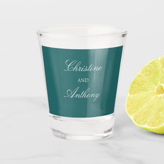 Oude Geld Teal Klassieke Trouw Shot Glas (Voorkant)
