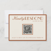 Oude Geld Verbrand Oranje QR Fancy Code Bruiloft RSVP Kaartje (Voorkant)