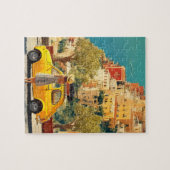 Oude gele auto aan de Amalfikust, Positano Legpuzzel (Horizontaal)