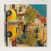 Oude gele auto aan de Amalfikust, Positano Legpuzzel (Horizontaal)