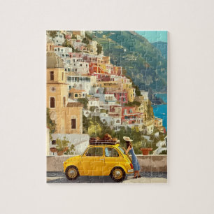 Oude Gele Auto en Amalfi Kust Legpuzzel