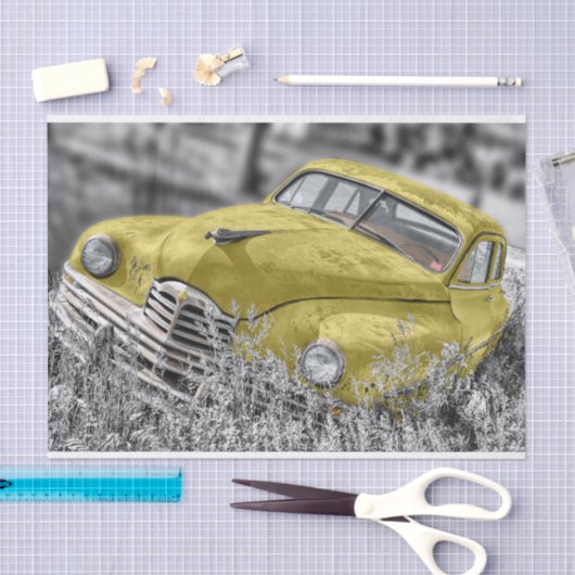 Oude gele auto tissuepapier (Craft)