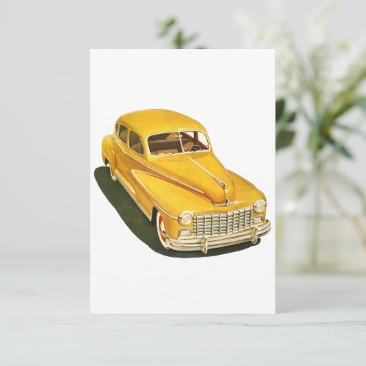Oude Gele Auto Uitnodigingen (Staand voorkant)